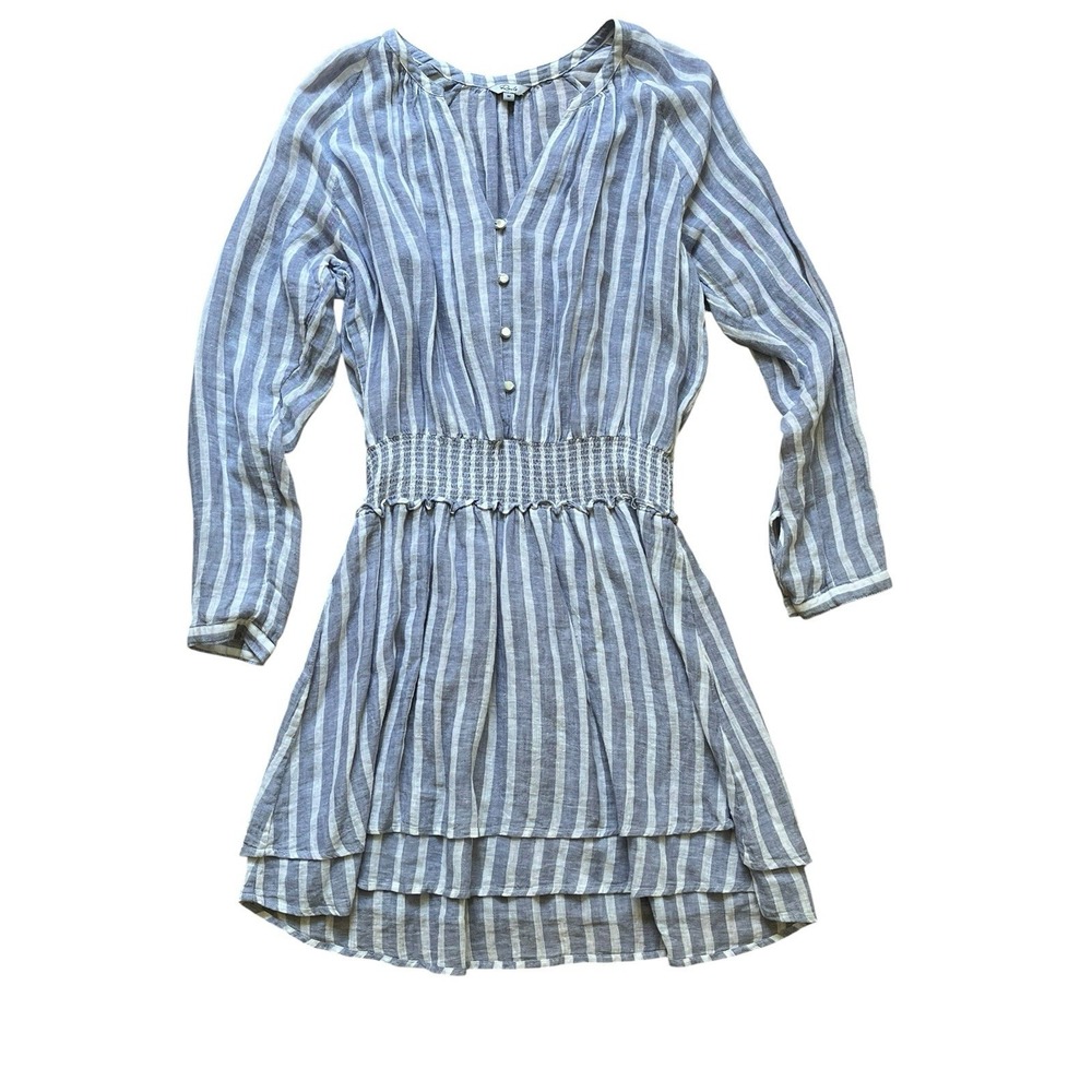 Rails Jasmine Striped Linen Blend Mini Dress Blue/White Coastal Cruise, Medium